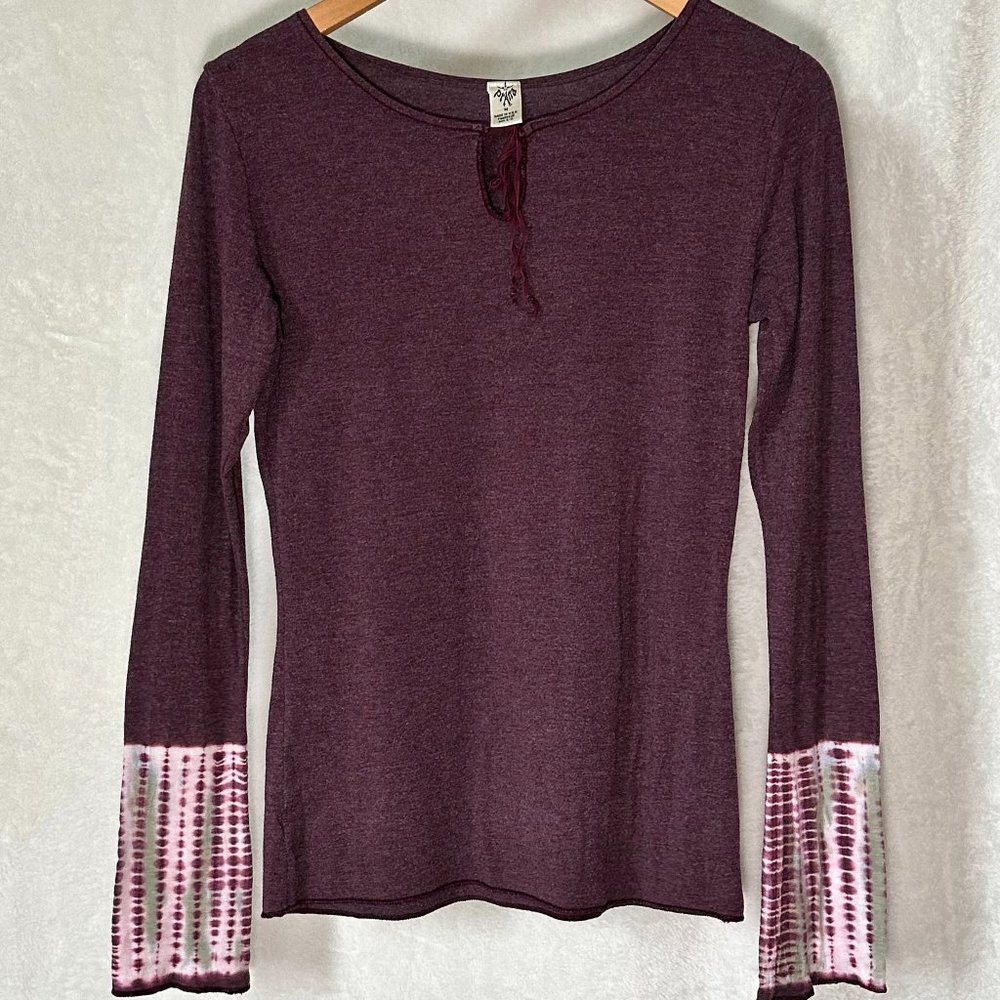 Prana Long Sleeve Top with Tie-Dyed Cuffs